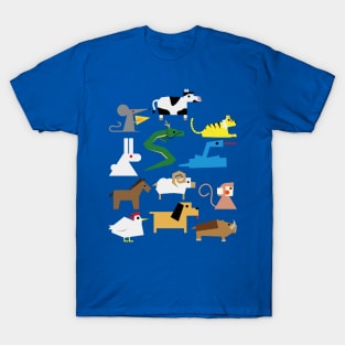 12 Chinese Zodiac Animals Cute Colorful T-Shirt